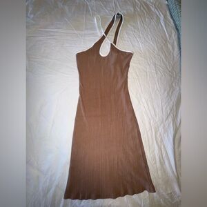 Elegant Brown Halter Dress